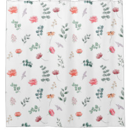 Elegante Aquarellfarben-Wildblume Duschvorhang