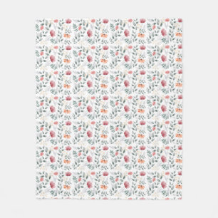 Elegante Aquarellfarben-Wildblume Fleecedecke