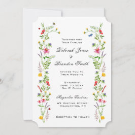 Elegante Aquarellfarben Wildblume Hochzeit Einladu Ankündigung