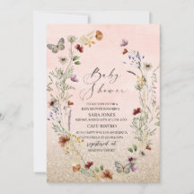 Elegante Aquarellfarben-Wildblume und Schmetterlin