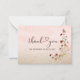 Elegante Aquarellfarben Wildblume und Schmetterlin Mitteilungskarte