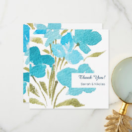 Elegante Aquarellfarben Wildblumen Flat Dankeschön Dankeskarte