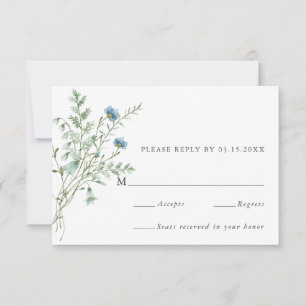Elegante Aquarellfarben-Wildblumen Hochzeit des RS RSVP Karte