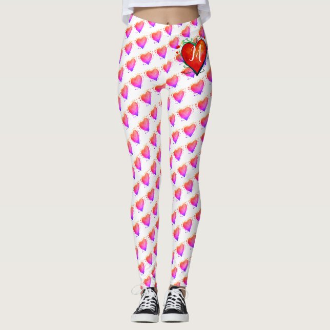 Elegante Aquarellfedern Custom Leggings (Vorderseite)
