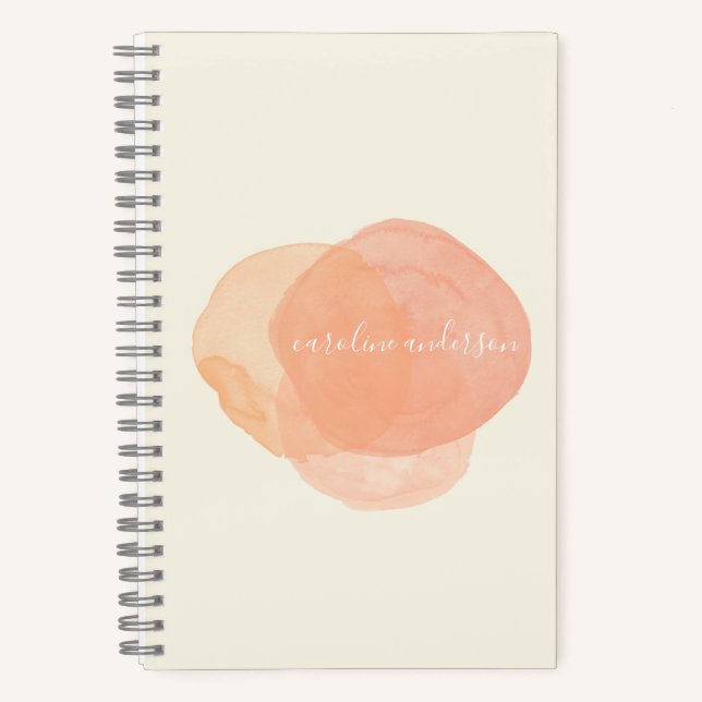 Elegante Aquarellformen in Peach Personalisiert Notizbuch (Vorderseite)