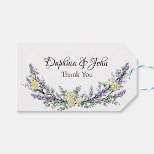 Elegante Aquarellgelbe Rosenblütenpflanzen Geschenkanhänger