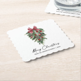 Elegante Aquarellkiefern Kalligraphie Weihnachten Untersetzer