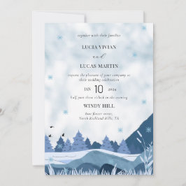 Elegante Aquarellkirche Winterhochzeit Einladung