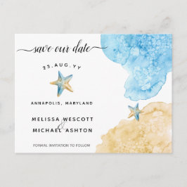 Elegante Aquarellküste Rett unser Datum Ankündigungspostkarte