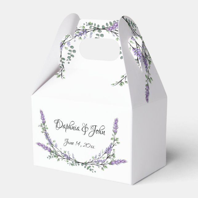 Elegante Aquarelllavendelpflanzen botanisch Geschenkschachtel (Vorderseite)