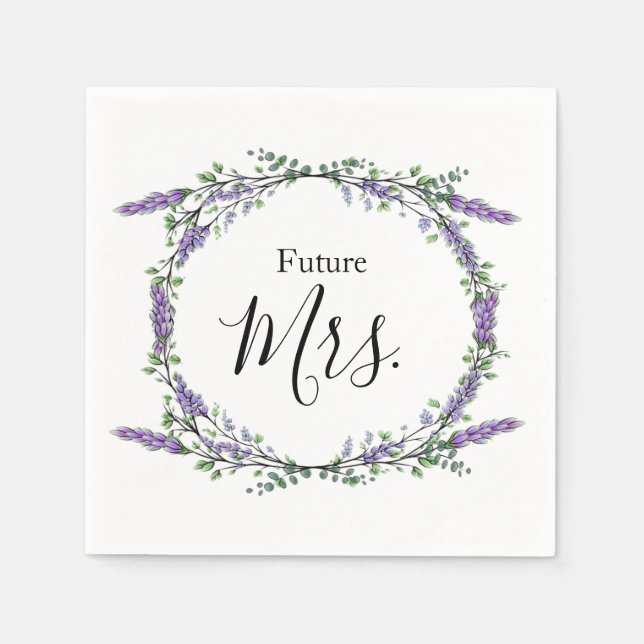 Elegante Aquarelllavender Eucalyptus Future Mrs. Serviette (Vorderseite)