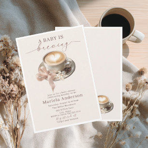 Elegante Aquarellmalerei ein Baby braut Kaffee Mus Einladung