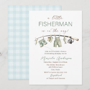 Elegante Aquarellmalerei Ein kleiner Fischer Baby Einladung