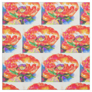 Elegante Aquarellmalerei mit rotem Blumen Stoff