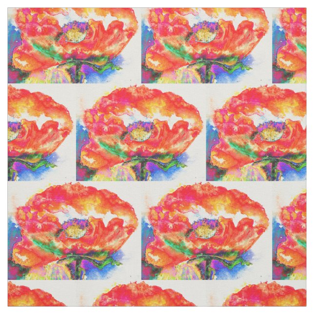 Elegante Aquarellmalerei mit rotem Blumen Stoff (Muster)