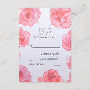Elegante Aquarellpinke Blume Hochzeiten von RSVP-K RSVP Karte
