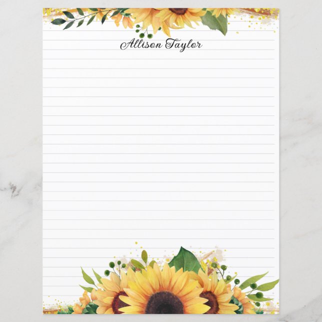 Elegante Aquarelltöne Sonnenblumen Blütenbelag (Vorderseite)