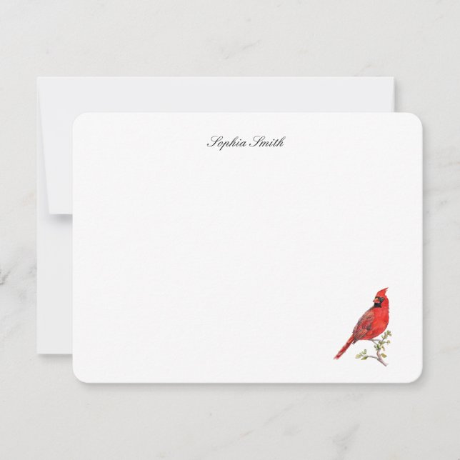 Elegante Aquarellvogel Roter Kardinal Dankeskarte (Vorderseite)