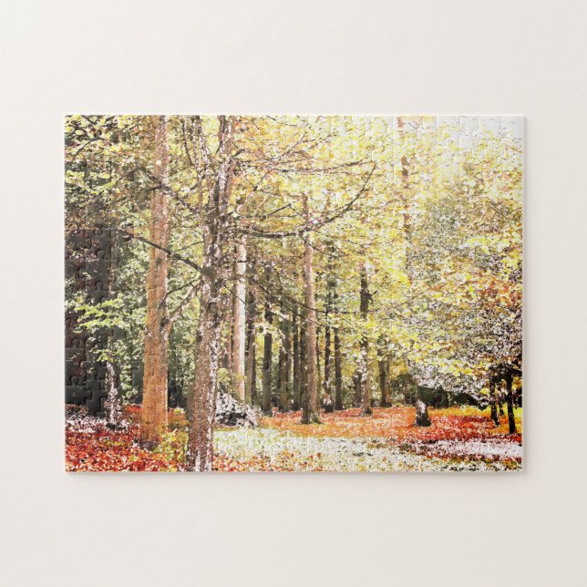 Elegante Aquarellwälder im Herbst (Horizontal)