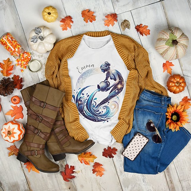 Elegante Aquarius Aquarius Zodiac Custom T-Shirt (Von Creator hochgeladen)