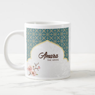 Elegante Arabesque Wedding Tasse   Tief Aquamarin 