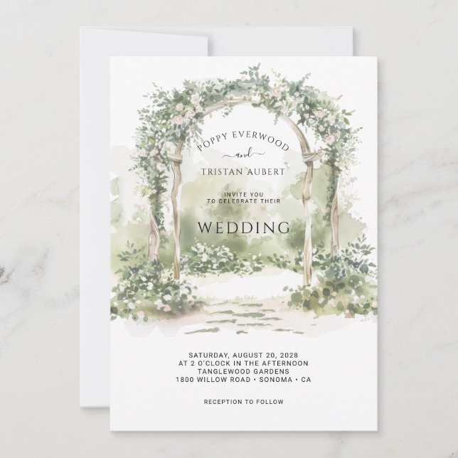 Elégante Arc Floral Garden Mariage Invitation (Devant)