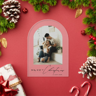Elegante Arch 1 Foto Frohe Weihnachten Grußkarte Acryleinladungen