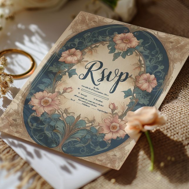Elegante Arch Art Nouveau Hochzeit RSVP Karte (Von Creator hochgeladen)