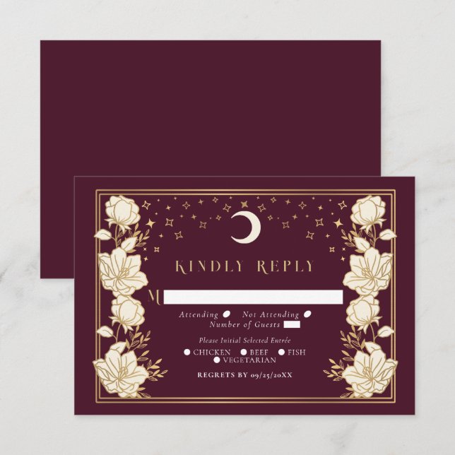 Elegante Arch Art Nouveau Wedding RSVP Begleitkarte (Vorne/Hinten)
