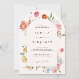 Elegante Arch farbenfrohe Frühlingsblumen Hochzeit Einladung