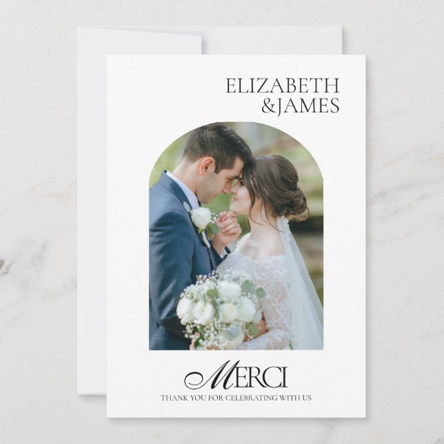 Elegante Arch Foto Frame Wedding Dankeschön Card Dankeskarte (Vorderseite)