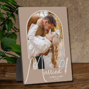 Elegante Arch-Hochzeitsfoto Beige Fotoplatte