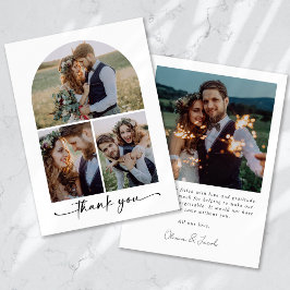 Elegante Arch Multi Foto Collage Hochzeit Dankeskarte