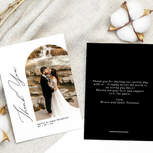 Elegante Arch & Script Foto Hochzeit Dankeschön Ka Dankeskarte