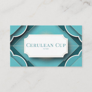 Elegante Art Deco Aquamarin und Gold Visitenkarte