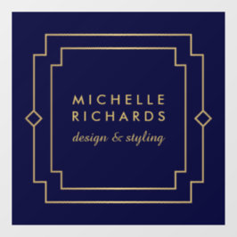 Elegante Art Deco Beruflich Navy/Gold Fensteraufkleber