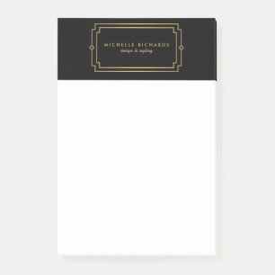 Elegante Art Deco Berufliches Schwarzes Meer Post-it Klebezettel