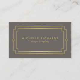 Elegante Art Deco Berufliches Taupe/Gold Visitenkarte
