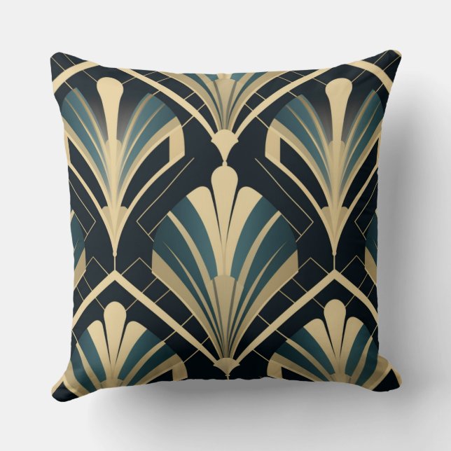 Elegante Art Deco - Blue Nights und Elfenbein Kissen (Rückseite)