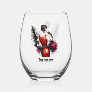 Elegante Art Deco-Dame anpassbar Weinglas Ohne Stiel
