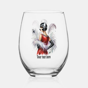 Elegante Art Deco Dame anpassbar Weinglas Ohne Stiel