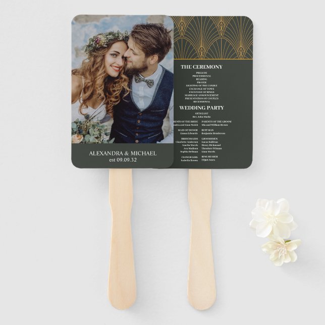 Elegante Art Deco Fächer (Vorne und Hinten)