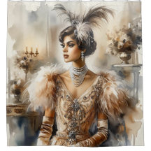 Elegante Art Deco Flapper Duschvorhang