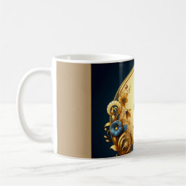 Elegante Art Deco-Frau in Gold und Blau Kaffeetasse