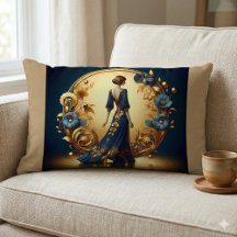 Elegante Art Deco-Frau in Gold und Blau