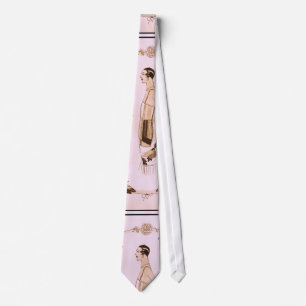 Elegante Art Deco Frau in Rosa Krawatte