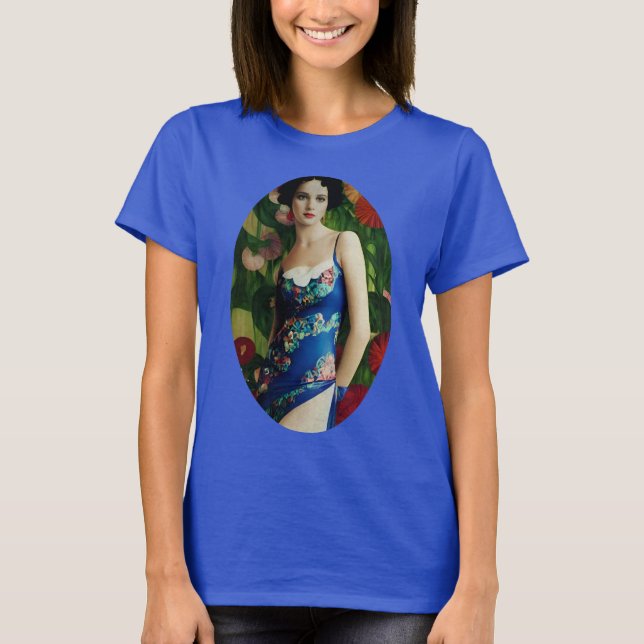Elegante Art Deco Frauen mit großer Blume Kunst, D T-Shirt (Vorderseite)