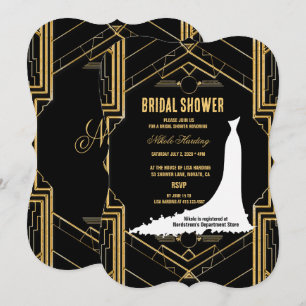 Elegante Art Deco Gatsby Brautparty Card Einladung