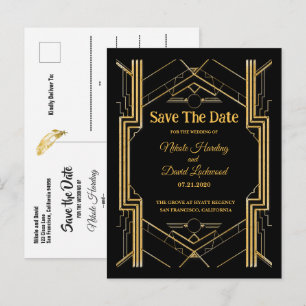 Elegante Art Deco Gatsby Save the Date Karte