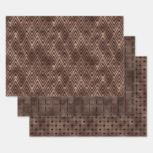 Elegante Art Deco Goldmuster Geschenkpapier Set
